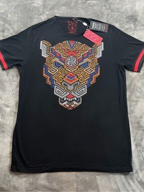 Black Short-Sleeve Men’s Graphic Tiger Mosaic Tee
